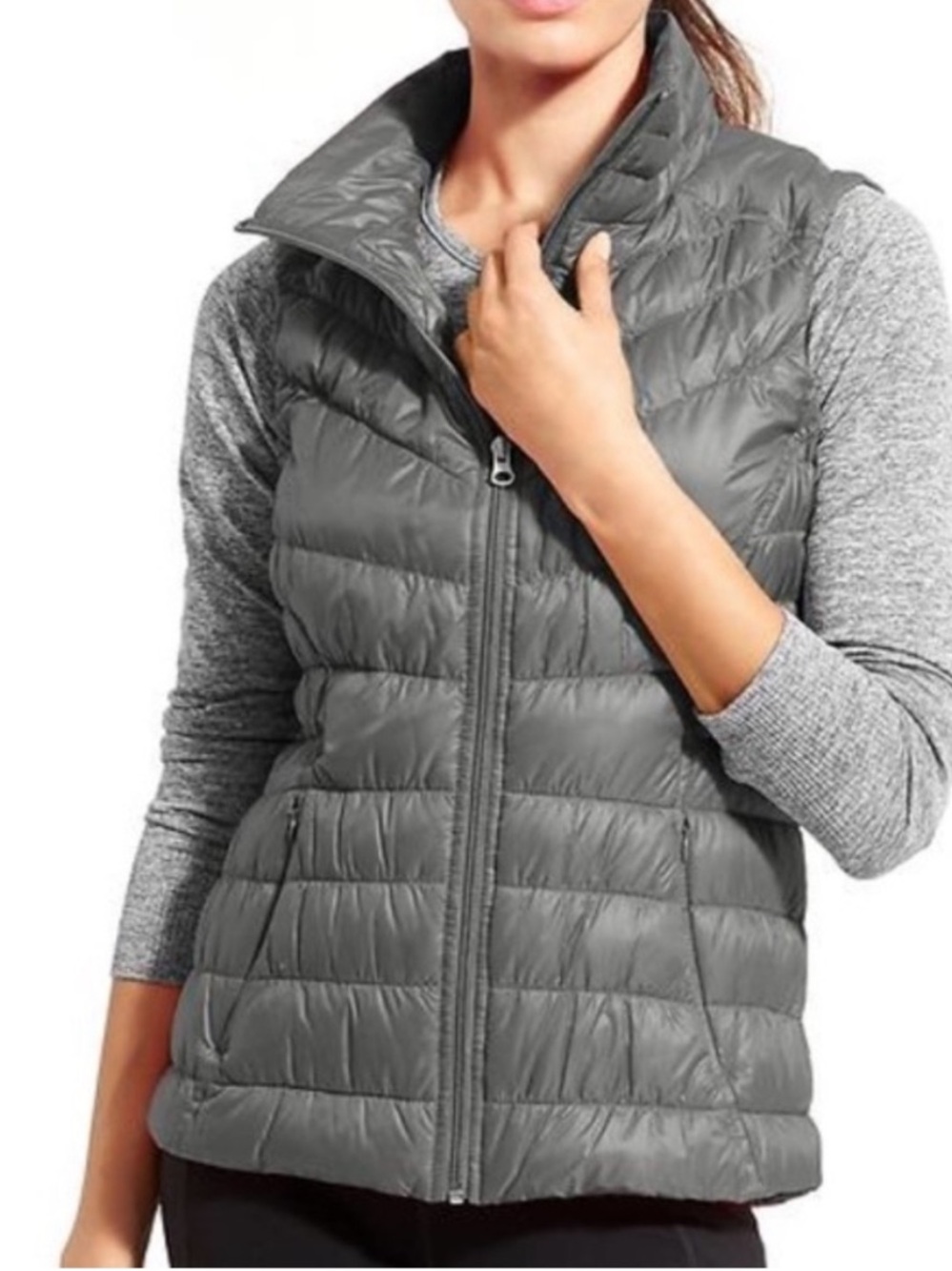 Athleta Downalicious Deluxe Goose Down Puffer Vest Shadow Grey Medium